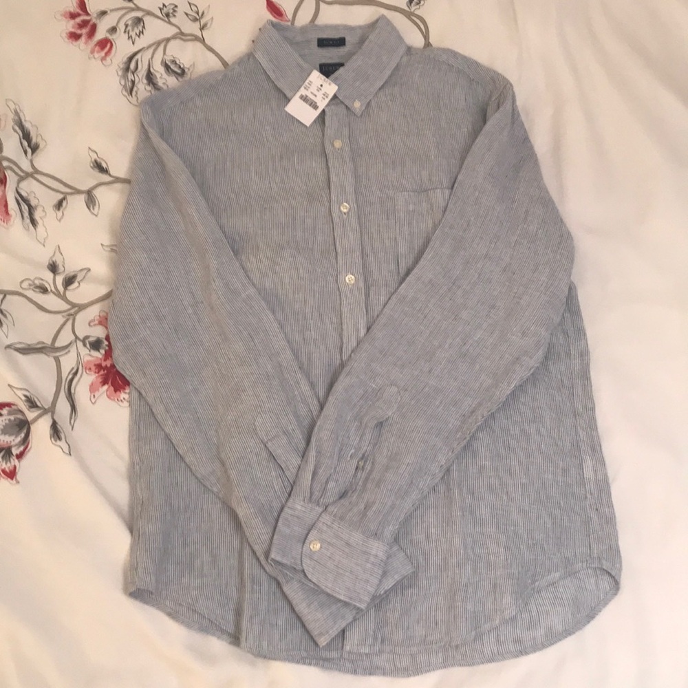 J. Crew Striped Slim 100% Linen Button Down (NWT)